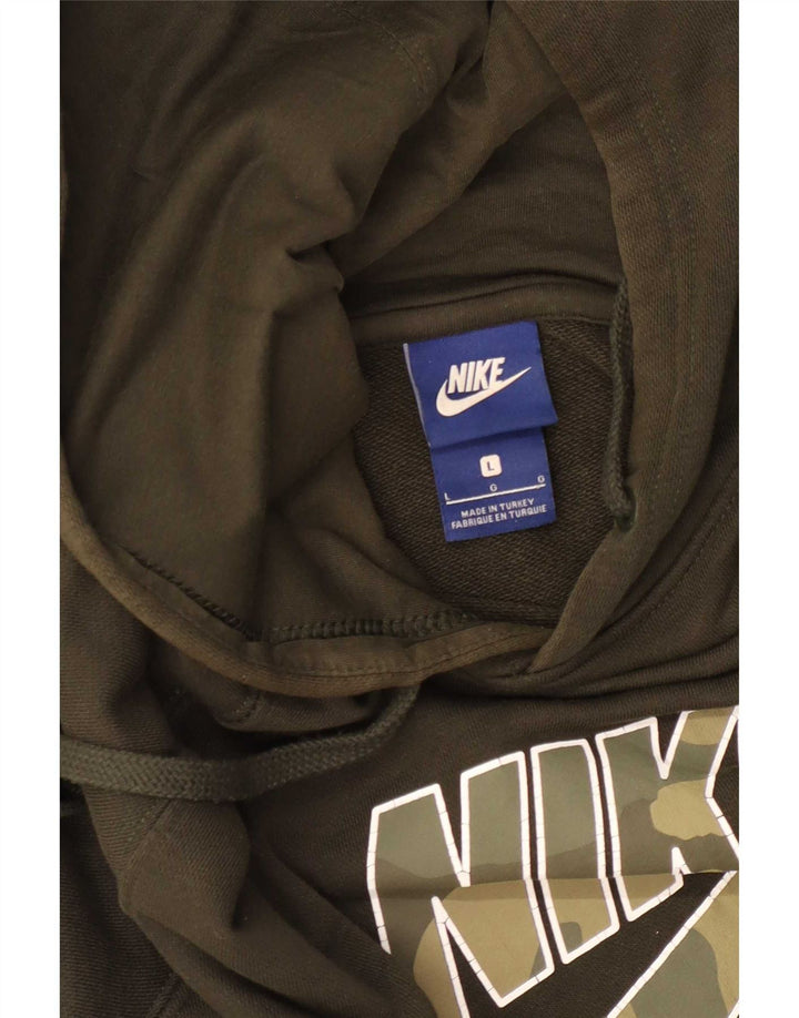 Мужской джемпер с капюшоном с графическим рисунком Nike, большой цвет хаки