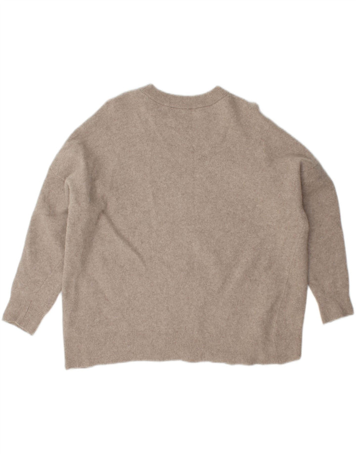 Женский свободный джемпер с круглым вырезом Zara UK 12, средний бежевый шерстяной свитер