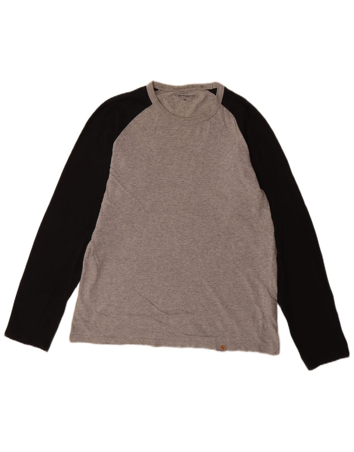 Мужской топ Carhartt с длинным рукавом, средне-серый, хлопок с цветными блоками