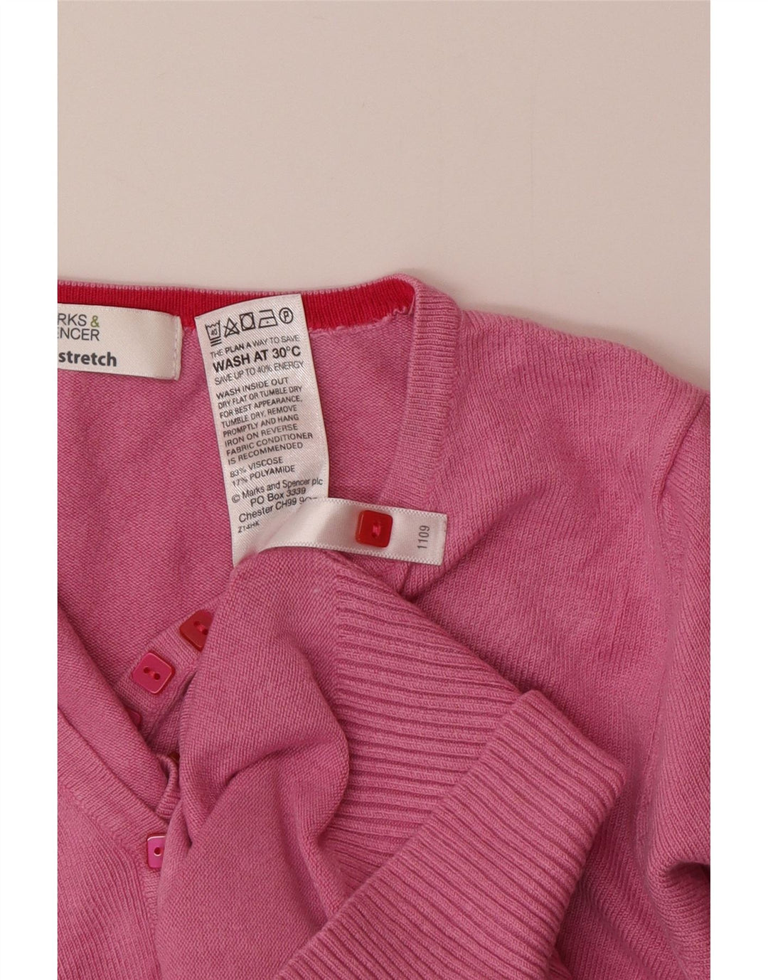 Женский джемпер с воротником на пуговицах Marks & Spencer, Великобритания, 8, маленький, розовый, вискоза