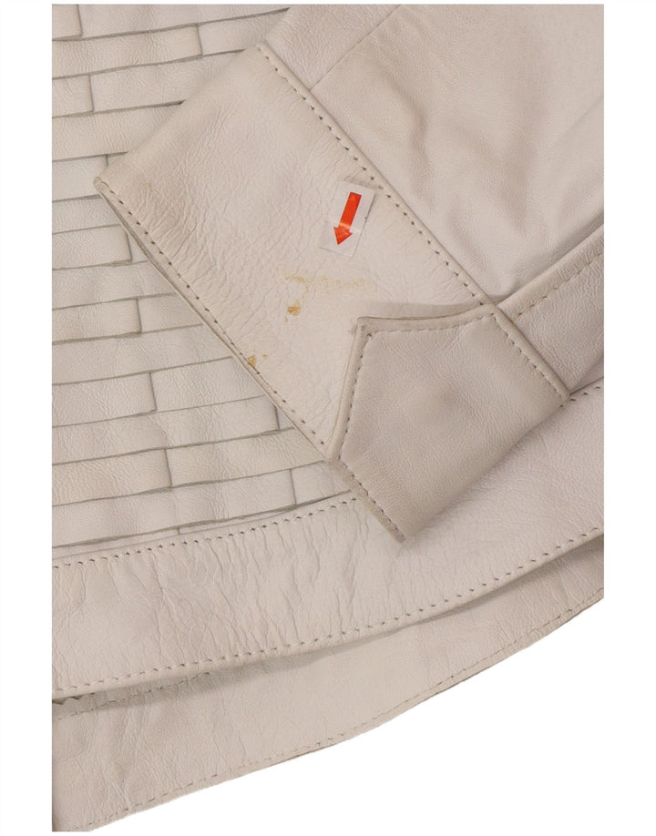 Винтажная женская кожаная куртка-бомбер UK 16, большая серая кожаная