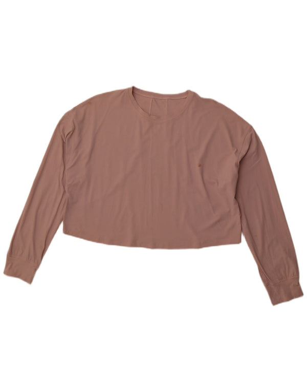 LULULEMON Женский укороченный топ свободного кроя с длинными рукавами UK 14 Средний розовый