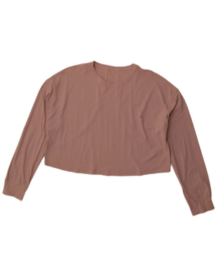 LULULEMON Женский укороченный топ свободного кроя с длинными рукавами UK 14 Средний розовый