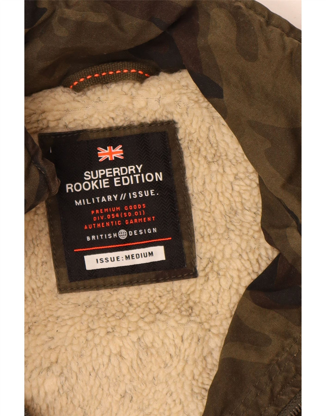 Мужская куртка в стиле милитари Superdry UK 38, средний цвет хаки, камуфляжный хлопок