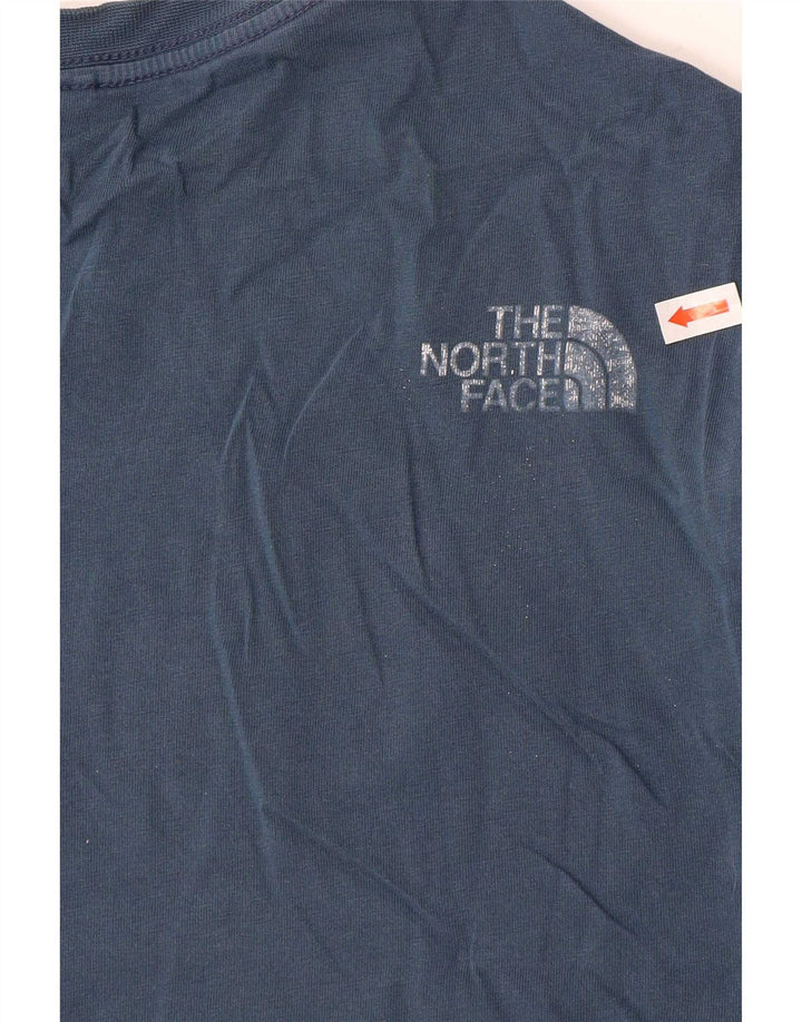 Мужская футболка с рисунком The North Face, хлопковый топ среднего синего цвета