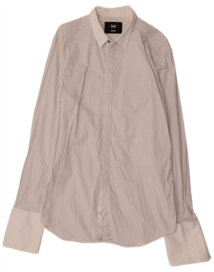 Мужская деловая рубашка DOLCE & GABBANA George, размер 17, 43 XL, белая полоска