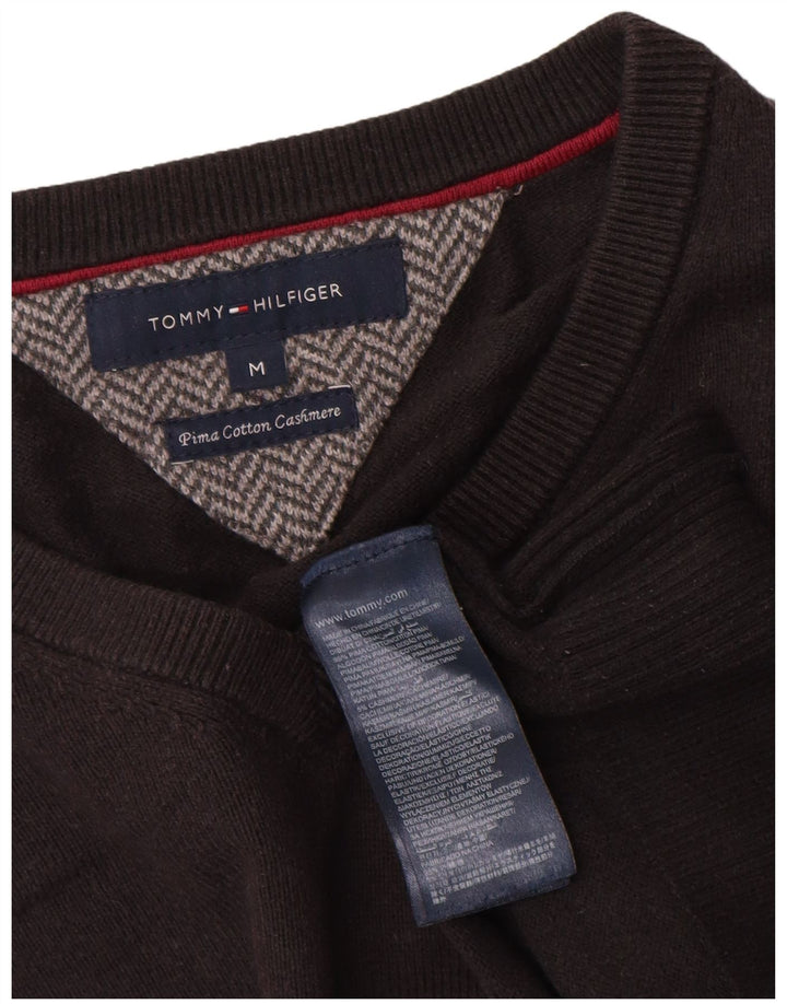 Tommy Hilfiger Мужской джемпер с v-образным вырезом, средний черный хлопковый свитер