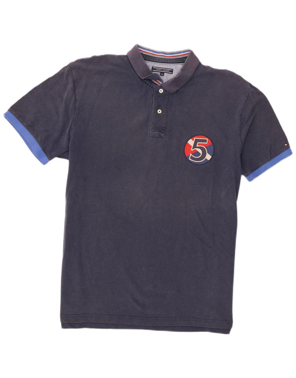 Мужская рубашка-поло с рисунком Tommy Hilfiger 2XL, темно-синяя, хлопок