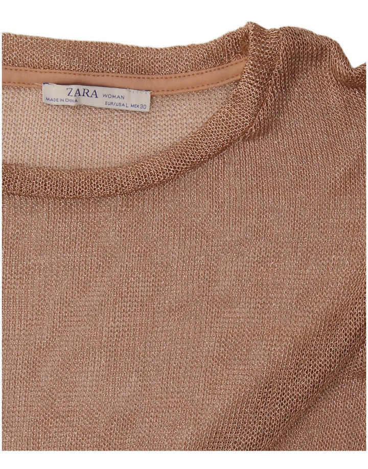 Женский топ Zara с длинным рукавом UK 16, большой золотой
