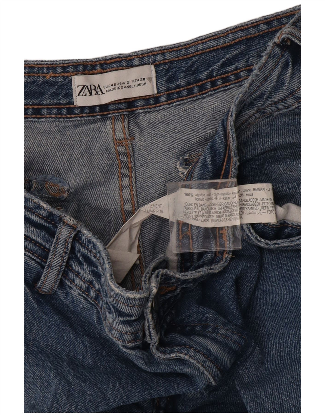 Женские прямые джинсы карго Zara EU 40 Medium W30 L31, синие, хлопок