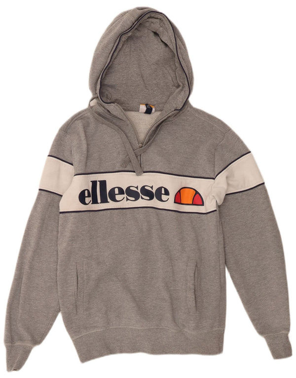 Женский джемпер с капюшоном на молнии с графическим рисунком Ellesse UK 10, маленький серый цвет с цветными блоками