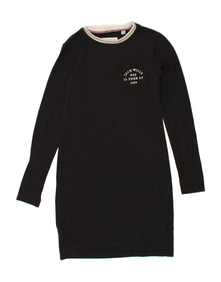 JACK WILLS Womens Long Sleeve Basic Dress UK 6 XS Black Cotton Vintage Jack Wills and Second-Hand Jack Wills from Messina Hembry 