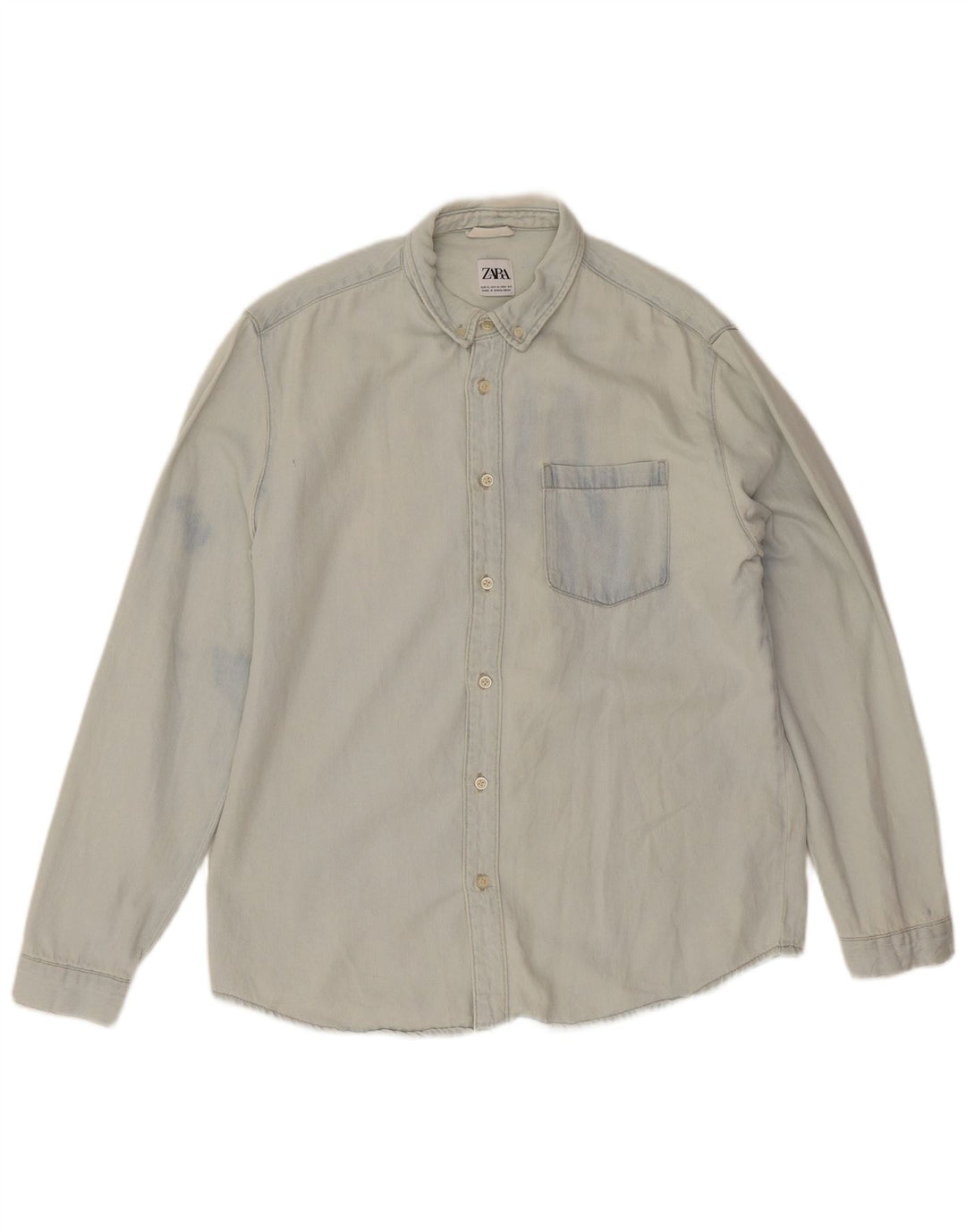 Мужская джинсовая рубашка Zara XL, синяя, хлопок