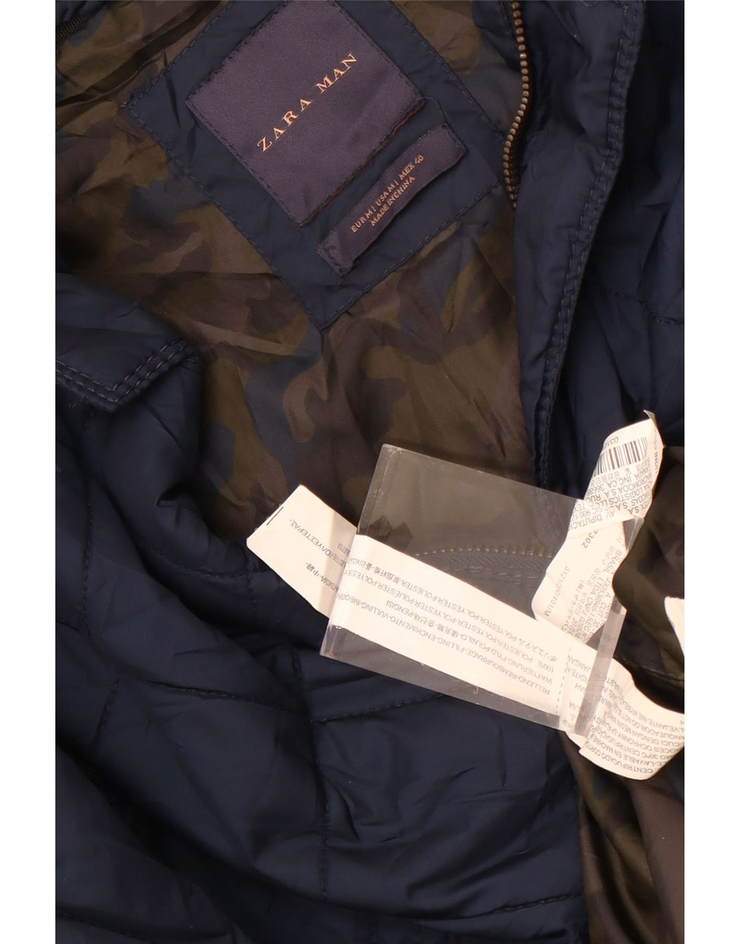 Мужская стеганая куртка Zara UK 38, средний темно-синий полиэстер