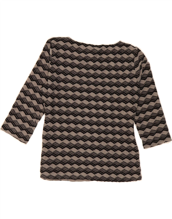 PHASE EIGHT Womens Top 3/4 Sleeve UK 14 Medium Grey Geometric Polyester Vintage Phase Eight and Second-Hand Phase Eight from Messina Hembry 
