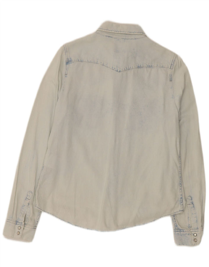 Женская джинсовая рубашка классического кроя Levi's UK 14, хлопок среднего синего цвета