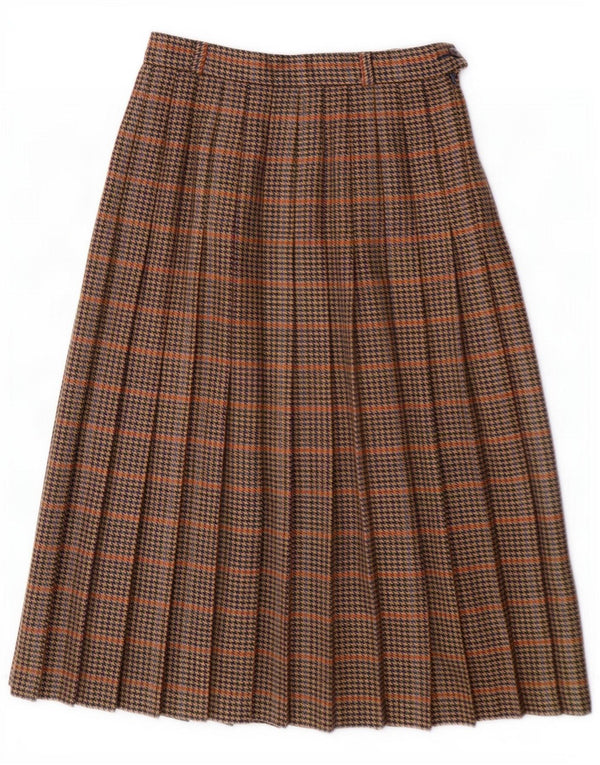 Женская плиссированная юбка Avoca Medium W28 Коричневая с узором «гусиные лапки», новая шерсть