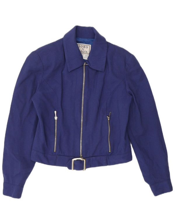 Magia Womens Soho Bomber Jacket UK 10 Small Navy Blue