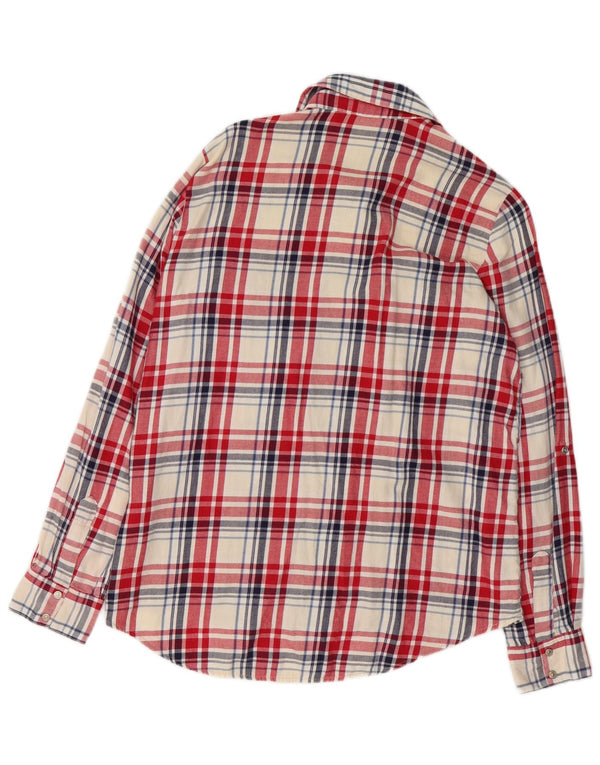 Zara Womens Flannel Shirt UK 14 Medium Red Check Cotton