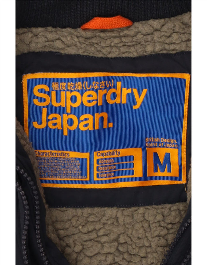SUPERDRY Женская ветровка с капюшоном UK 14 Средний Темно-Синий Полиэстер