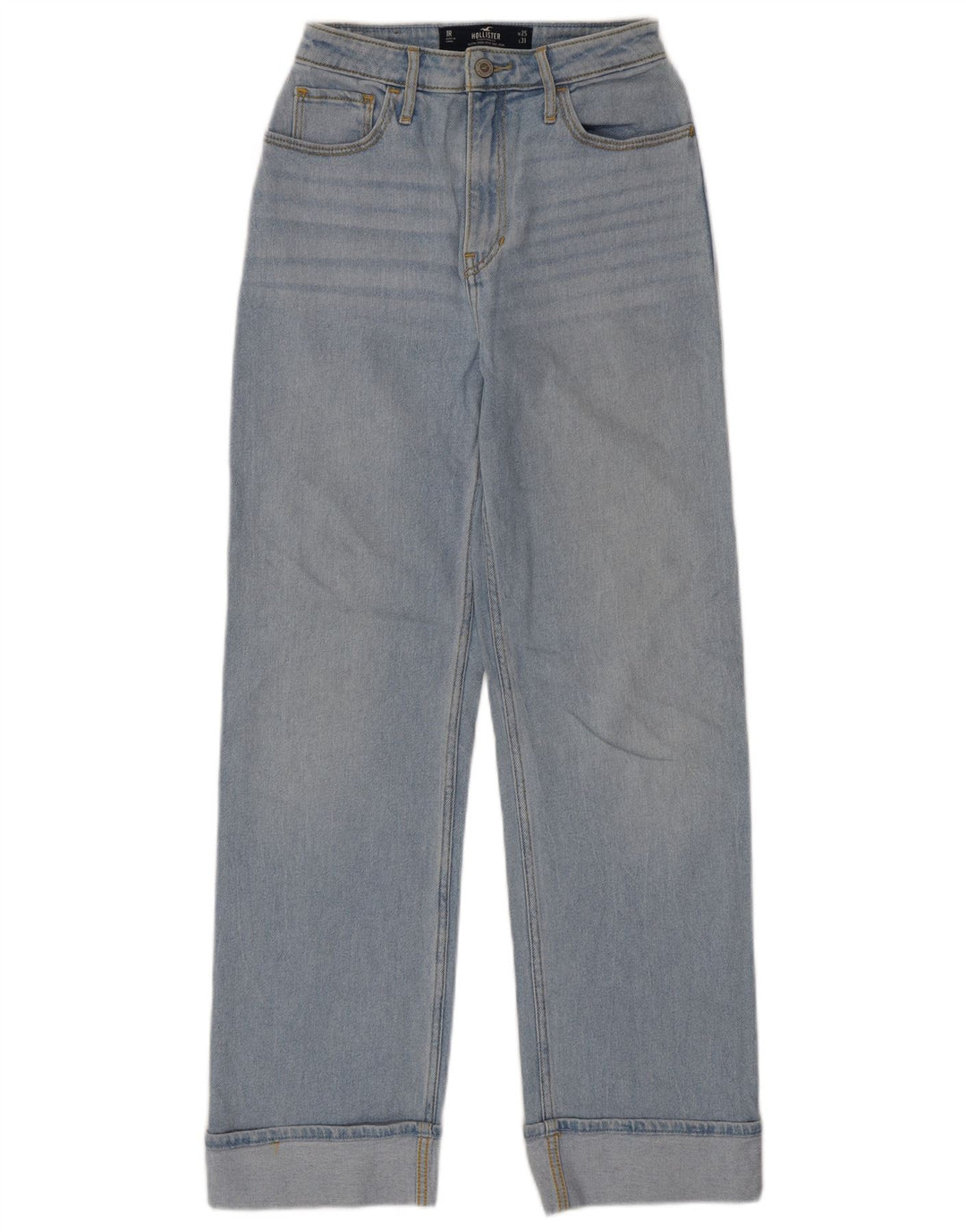 Женские прямые джинсы HOLLISTER с высокой посадкой W25 L31, синий хлопок