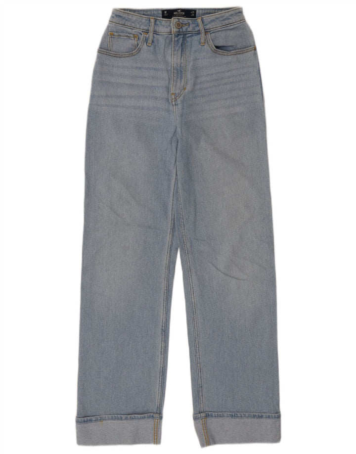 Женские прямые джинсы HOLLISTER с высокой посадкой W25 L31, синий хлопок