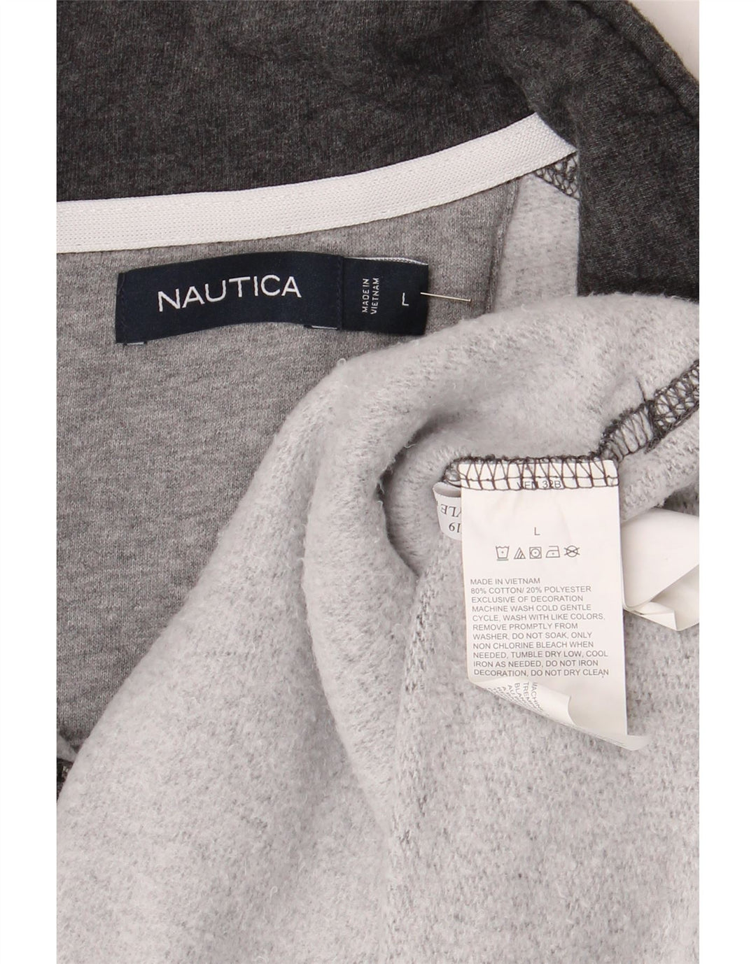 Мужской свитер Nautica с воротником на молнии, большой серый хлопковый джемпер