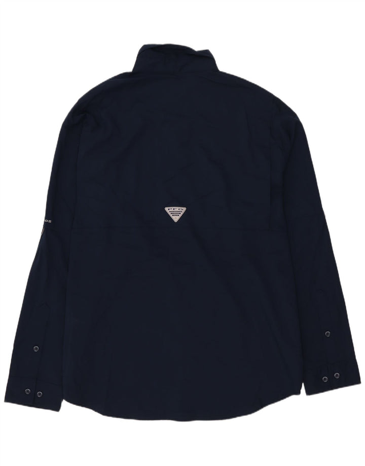 Мужская рубашка Columbia Omni-Shade, большая темно-синяя клетка из полиэстера