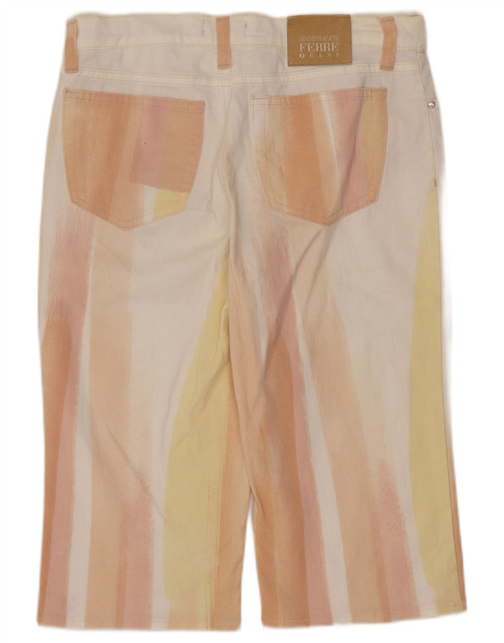 Женские джинсовые шорты-бермуды Gianfranco Ferre W28, средние белые с цветными блоками