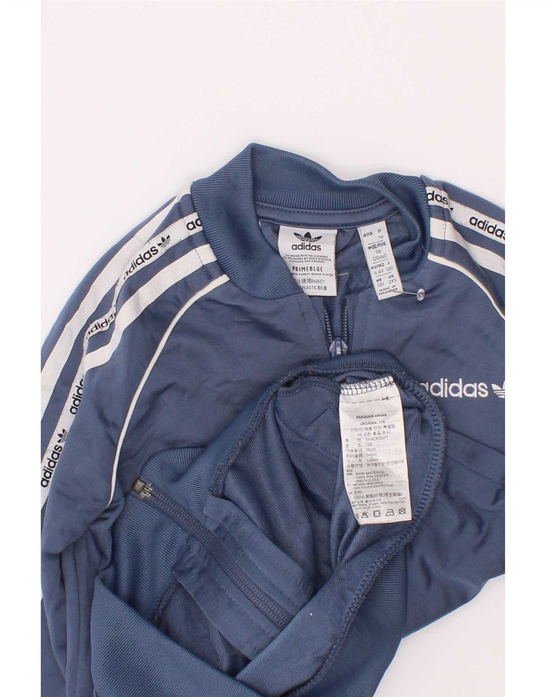 Спортивный костюм Adidas для мальчиков с графическим рисунком, верхняя куртка 5-6 лет, синяя с цветными блоками