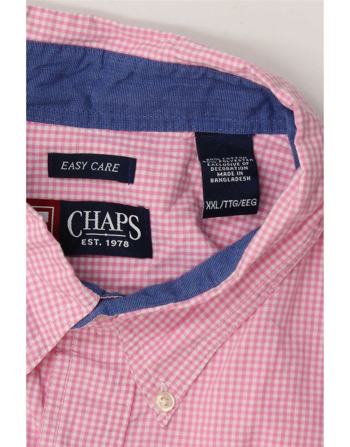 Мужская рубашка с коротким рукавом Chaps 2XL, хлопок в розовую клетку