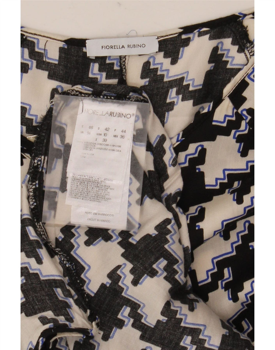 Женская блузка Fiorella Rubino Top UK 14, средний черный, вискоза с узором «гусиные лапки»