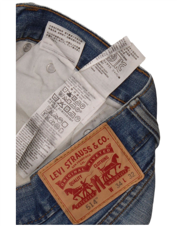 Мужские прямые джинсы LEVI'S 514 W34 L32 синие, хлопок