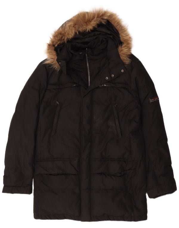 Мужское стеганое пальто с капюшоном Champion UK 42 XL, черный полиэстер