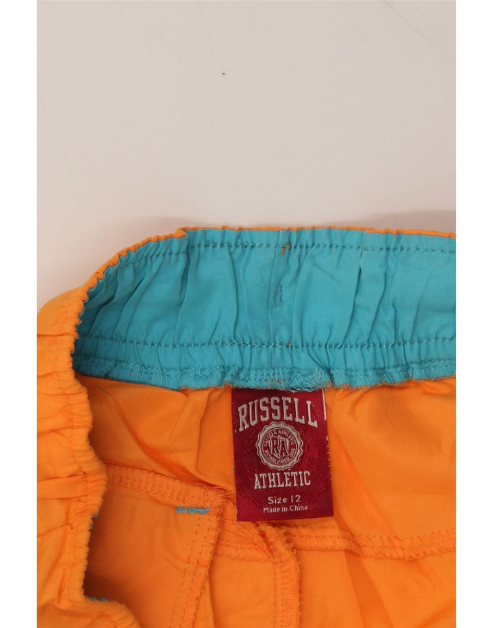 RUSSELL ATHLETIC Womens Sport Shorts UK 12 Medium Orange Polyester Vintage Russell Athletic and Second-Hand Russell Athletic from Messina Hembry 