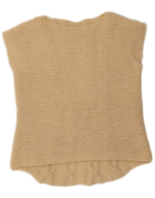 VINTAGE Женская майка безрукавка UK 12 Средний Бежевый