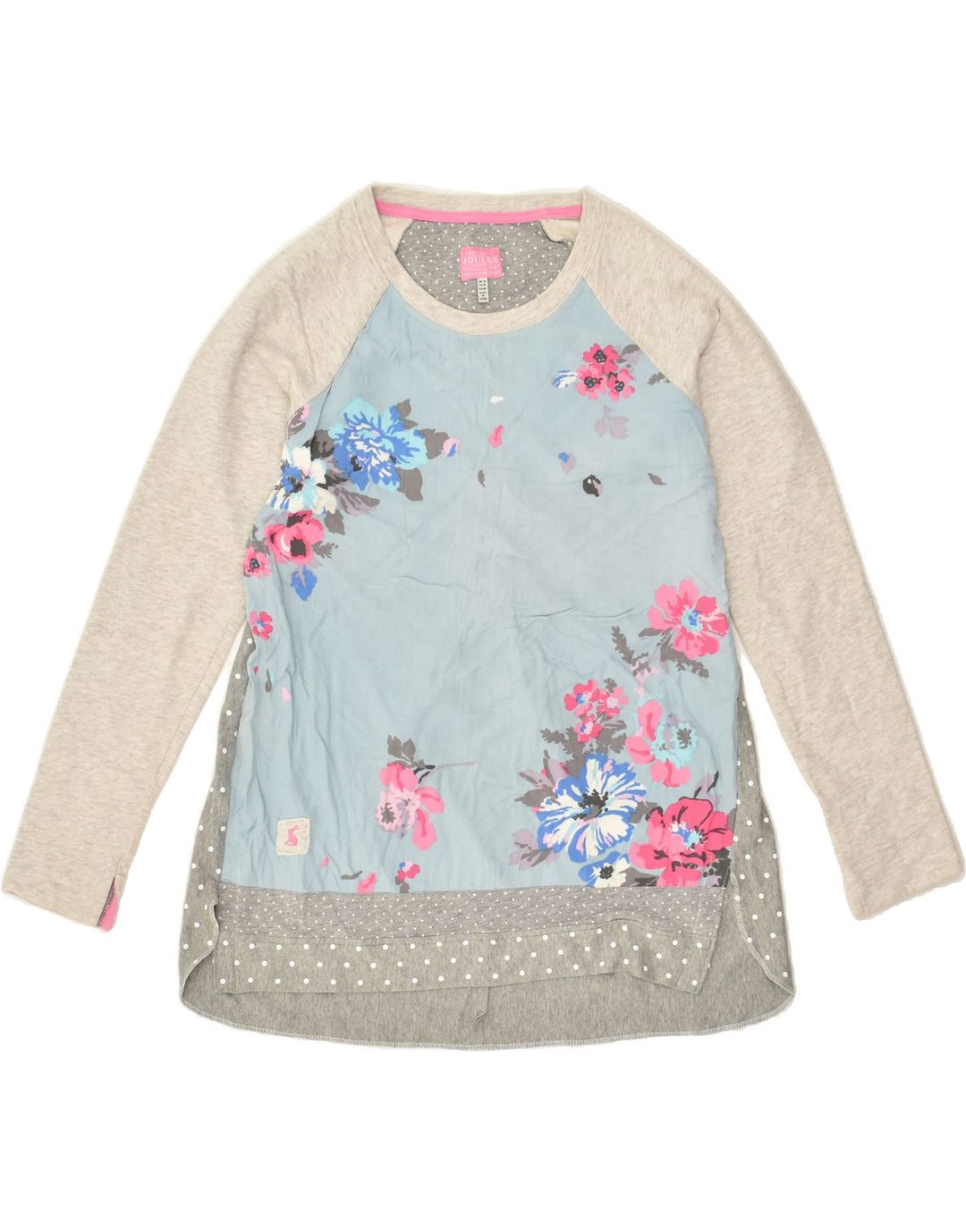 JOULES Womens Graphic Top Long Sleeve UK 12 Medium  Grey Colourblock | Vintage Joules | Thrift | Second-Hand Joules | Used Clothing | Messina Hembry 