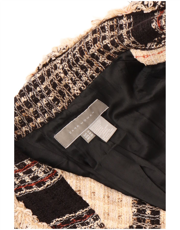 Женский удлиненный пиджак Zara с коротким рукавом UK 12, средний бежевый в клетку