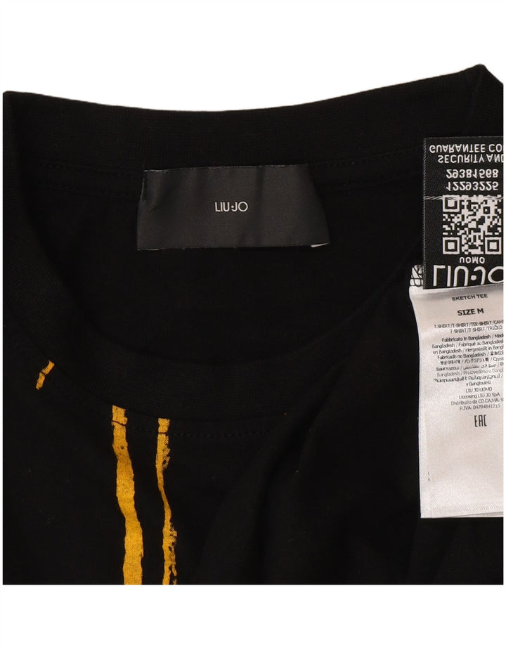 Мужская футболка с рисунком Liu Jo, средний черный хлопковый топ