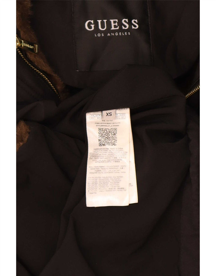 Guess Женская парка с капюшоном и графическим рисунком UK 6 XS, черный полиэстер