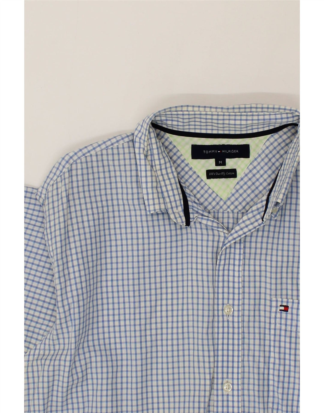 TOMMY HILFIGER Mens Shirt Medium Blue Check Cotton Vintage Tommy Hilfiger and Second-Hand Tommy Hilfiger from Messina Hembry 