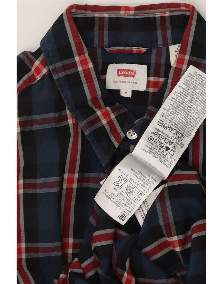 Мужская рубашка Levi's среднего размера, темно-синяя клетка, хлопок