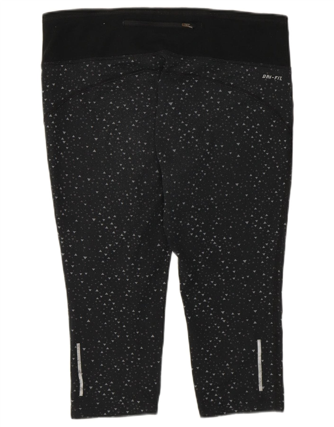 Женские леггинсы-капри Nike Dri Fit UK 16, большие черные полиэстер с геометрическим рисунком