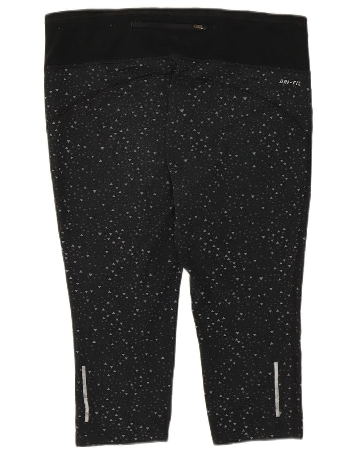 Женские леггинсы-капри Nike Dri Fit UK 16, большие черные полиэстер с геометрическим рисунком