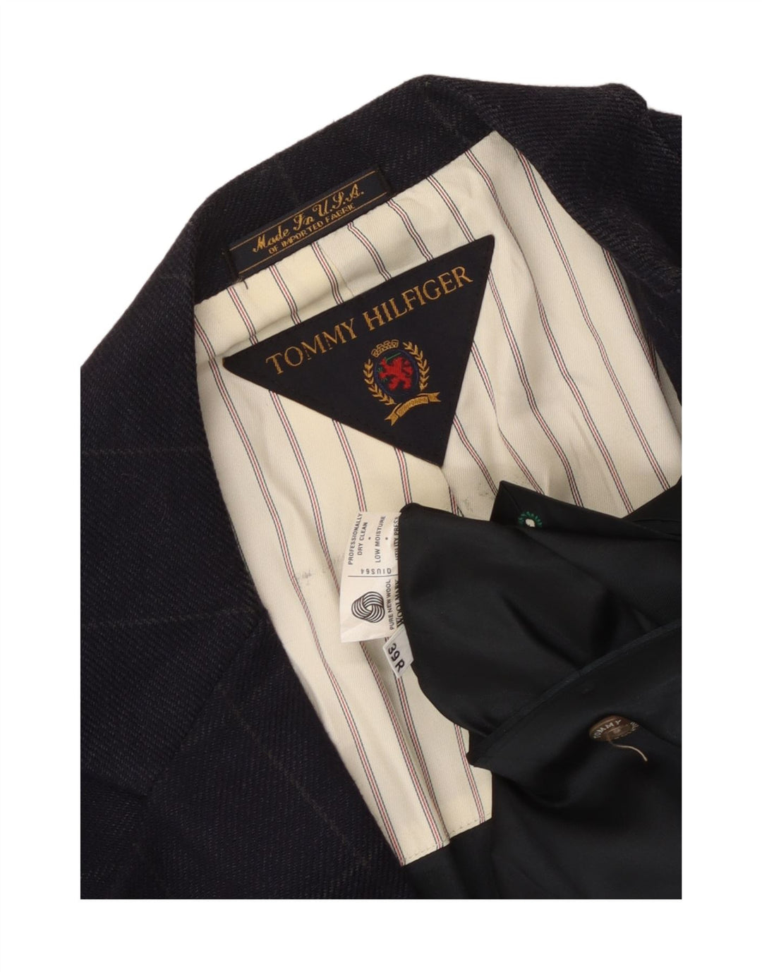 Мужской пиджак на двух пуговицах Tommy Hilfiger UK 39, средний темно-синий в клетку