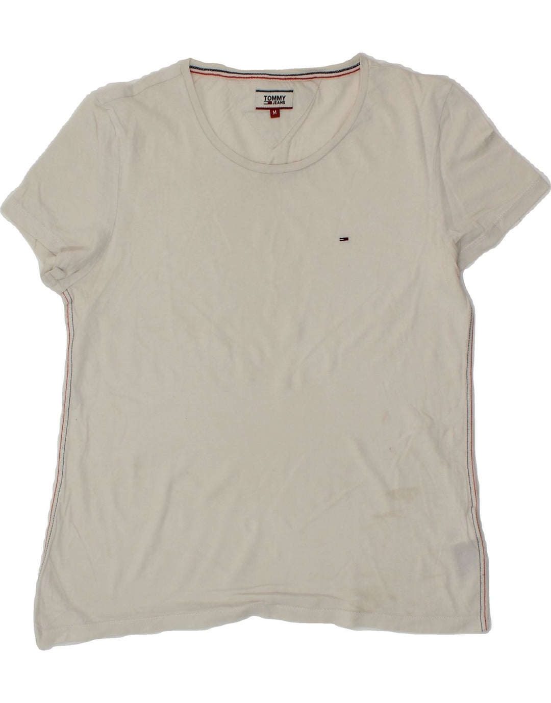 TOMMY HILFIGER Womens T-Shirt Top UK 14 Medium White Cotton Vintage Tommy Hilfiger and Second-Hand Tommy Hilfiger from Messina Hembry 