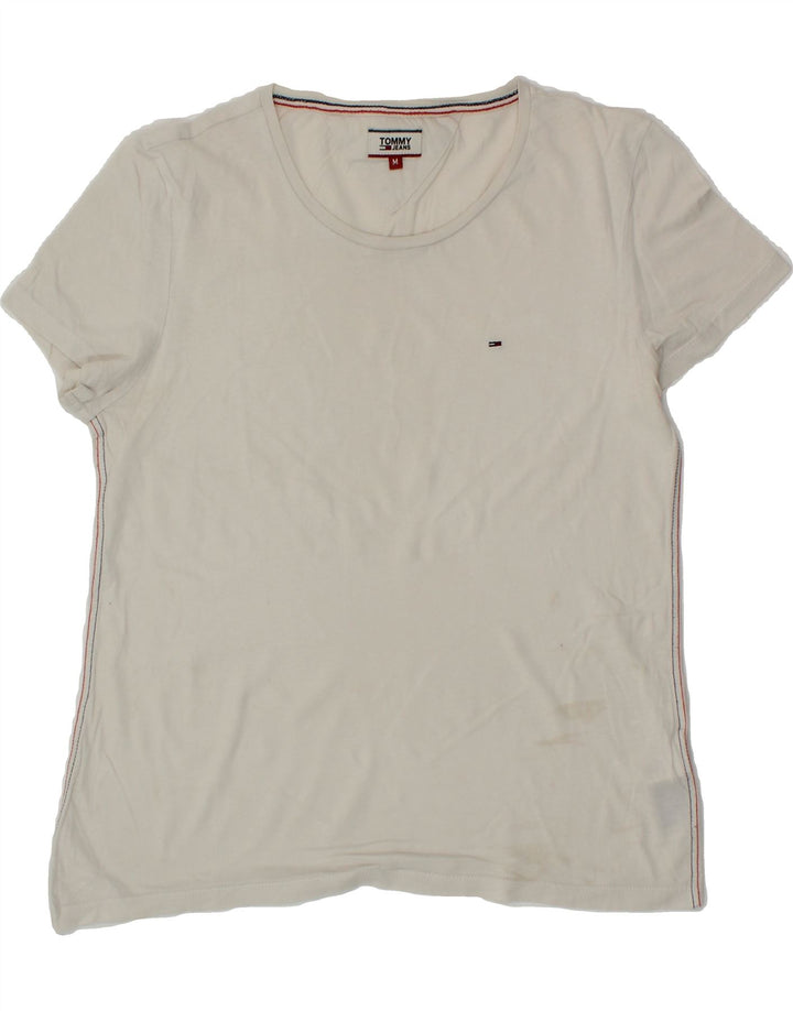 TOMMY HILFIGER Womens T-Shirt Top UK 14 Medium White Cotton Vintage Tommy Hilfiger and Second-Hand Tommy Hilfiger from Messina Hembry 
