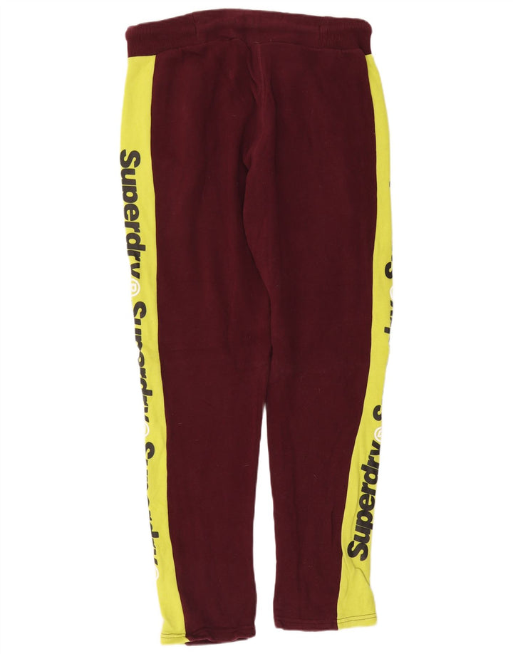 Мужские спортивные брюки Superdry с графическим рисунком, средние бордовые с цветными блоками