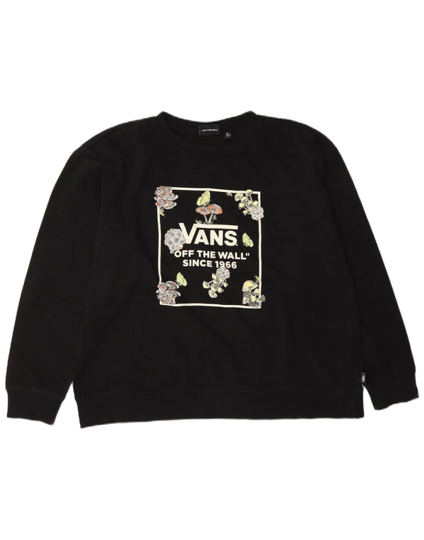 Женский джемпер Vans с рисунком, Великобритания, 18 XL, черный, хлопок с цветочным принтом