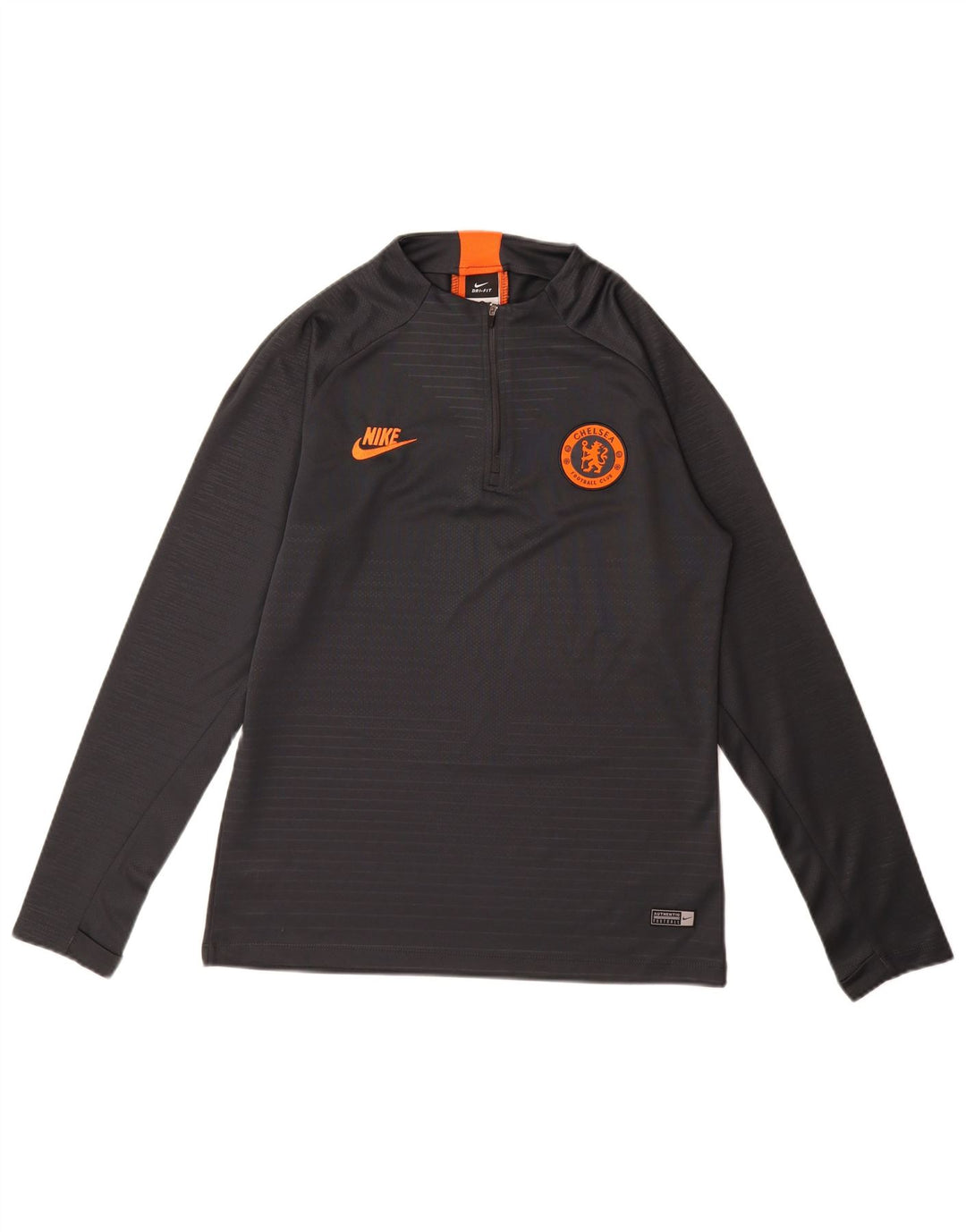 Мужской топ Nike Chelsea FC с рисунком на молнии и длинными рукавами, маленький серый полиэстер